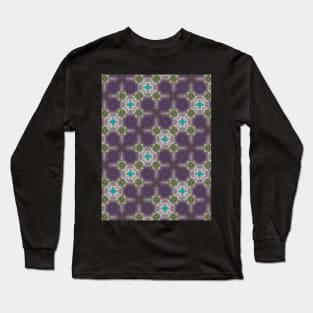 Green and Cyan Dots on Purple Background Pattern - WelshDesignsTP003 Long Sleeve T-Shirt